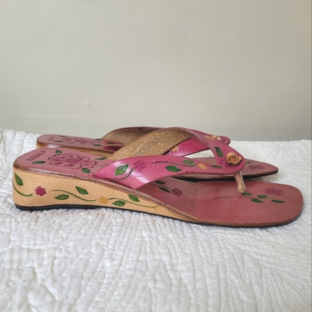 Rebels Leather Boho Sandals Size 9 Hand Painted - Picture 5 of 10